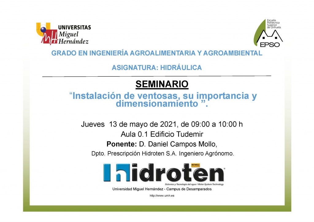 Seminario Ventosas Hidroten 13 de mayo